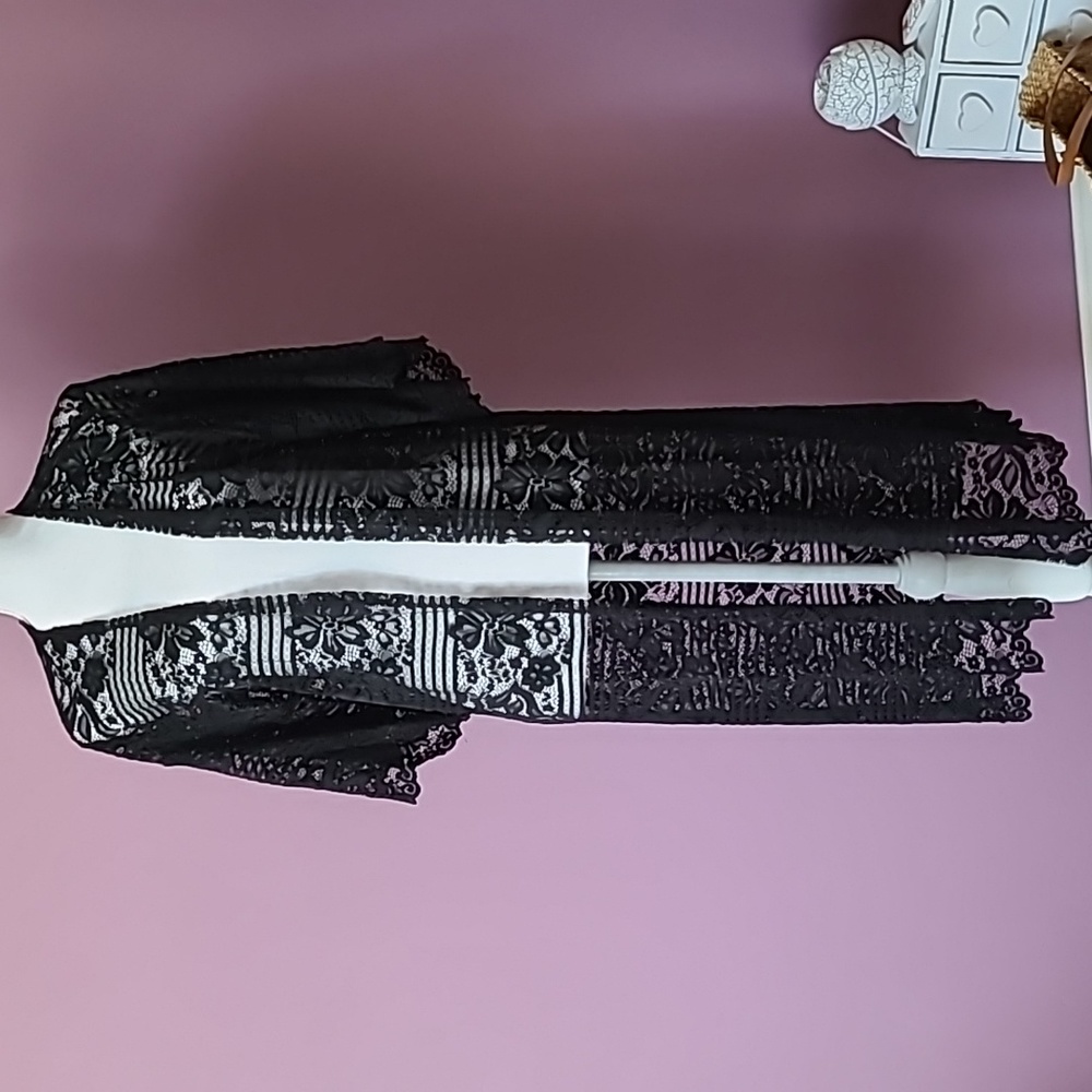 Ginger G black lacey duster cover up